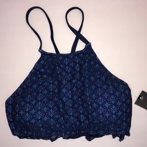 Mossimo Swim High Neck Crochet Bikini Top NWT